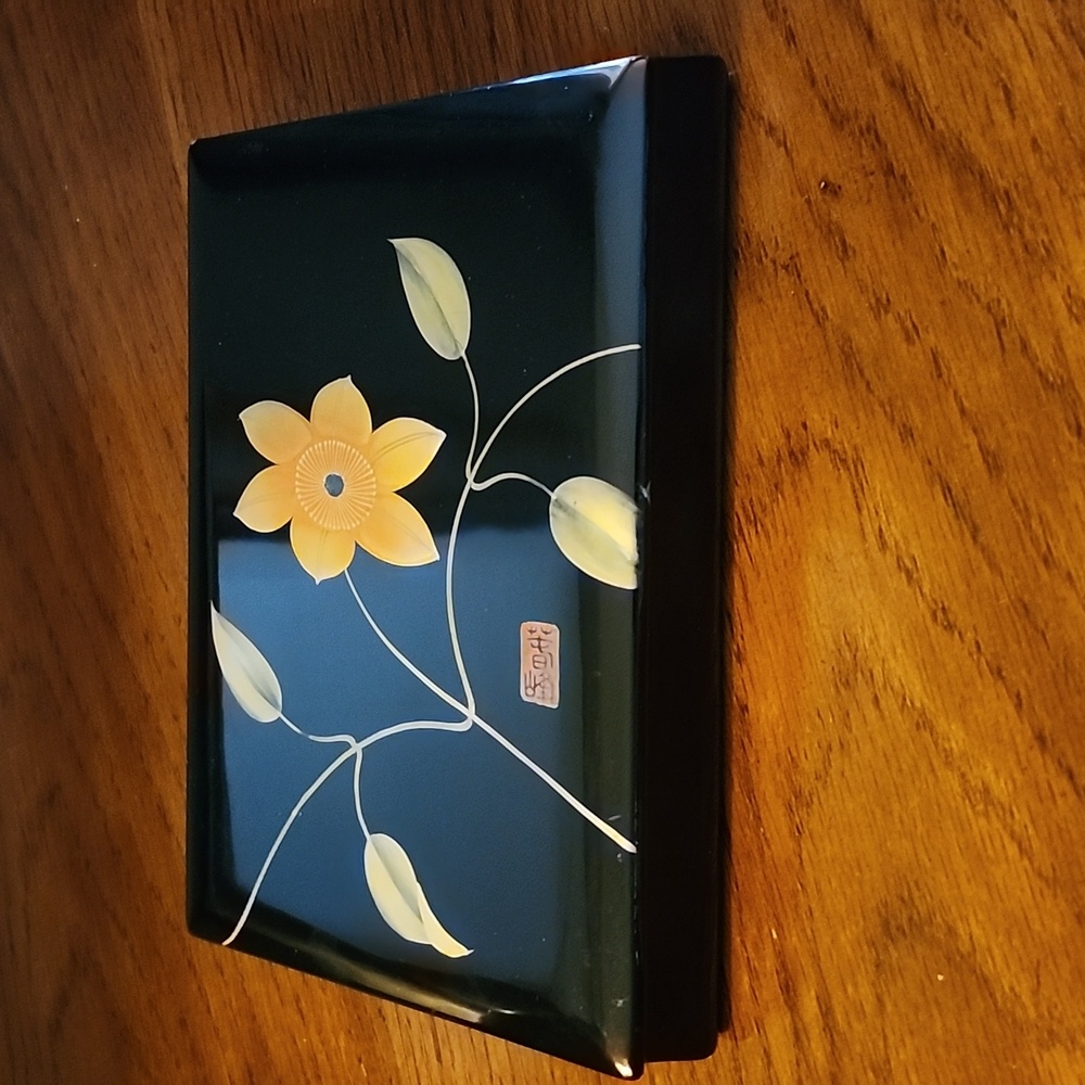 VTG JAPANESE AIZU-,NURI LACQUER FUMIBAKO BOX - Picture 12 of 13